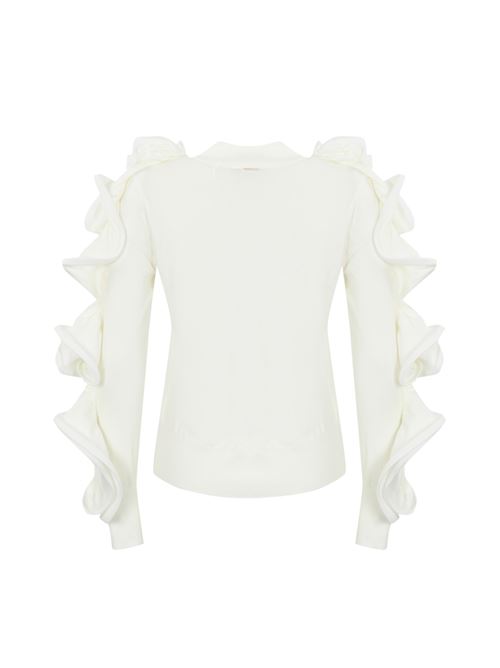 Maglia con rouches in viscosa bianco NO SECRETS | 243NS016LATTE